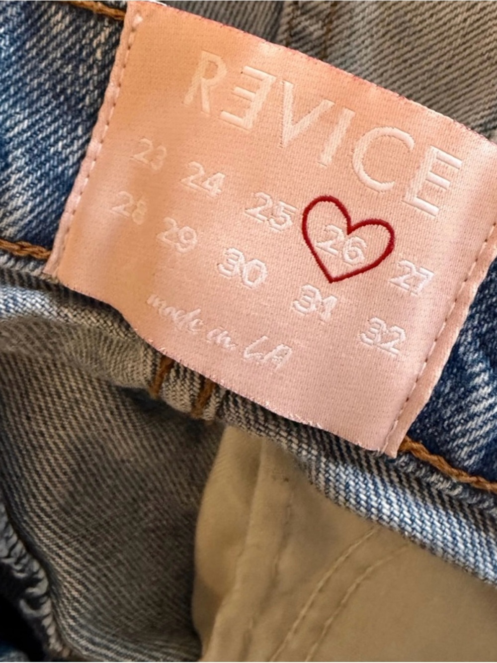 REVICE Patchwork Distressed Flare Jeans in Light Blue and Brown - Picture 5 of 8